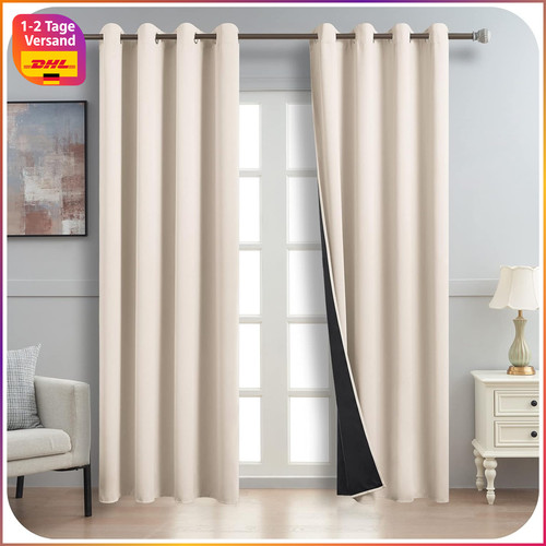Vorhang blickdicht beige 2er - beige,